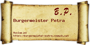 Burgermeister Petra névjegykártya